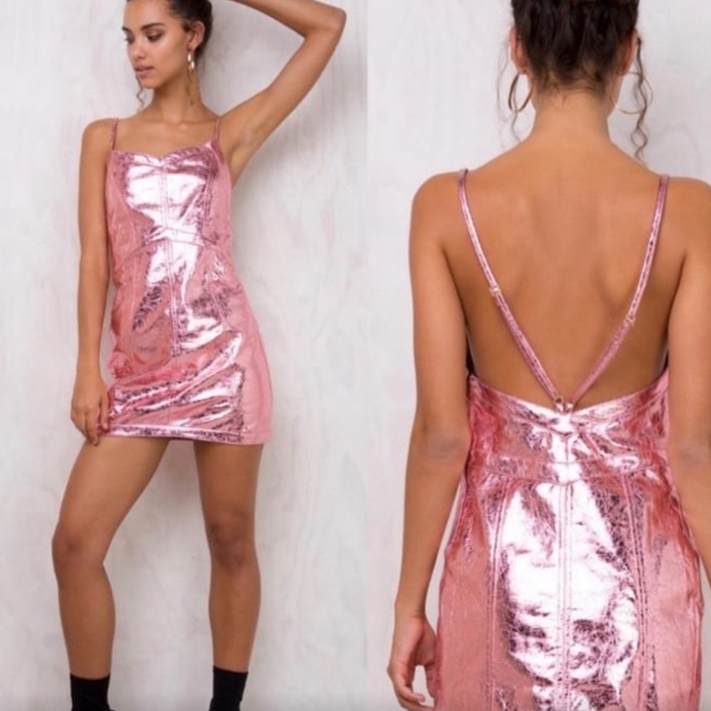 For Love and Lemons Luna metallic rose gold dress